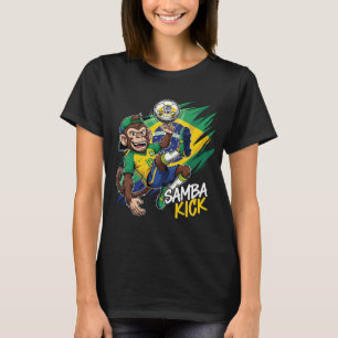 Samba Kick – Monkey Soccer Brazilië Vlag T-shirt