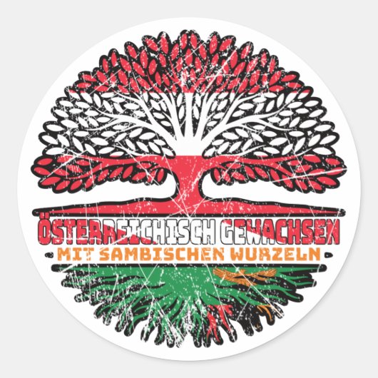 Sambia Sambisch Österreichisch Baum Ronde Sticker (Voorkant)