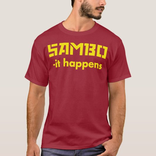 SAMBO - het gebeurt MMA shirt Gele tekst (Voorkant)