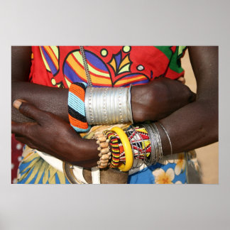 Samburu Jewelry in Kenia, Afrika Poster