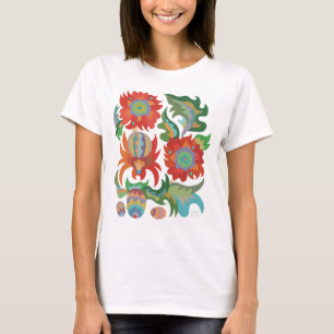 Samchykivka Spider Art en Bloemen T-shirt