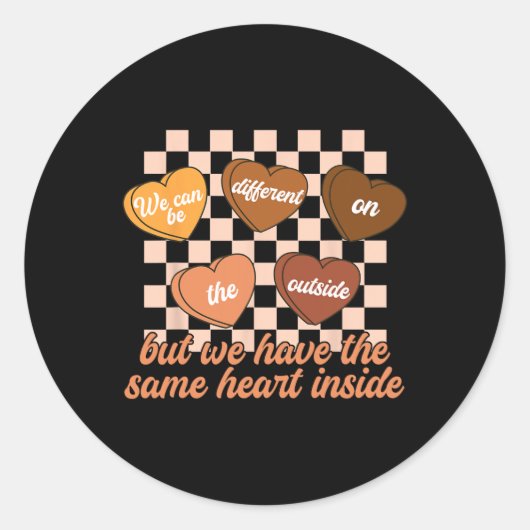 Same Heart Black History Month Geruite Candy Con Ronde Sticker (Voorkant)