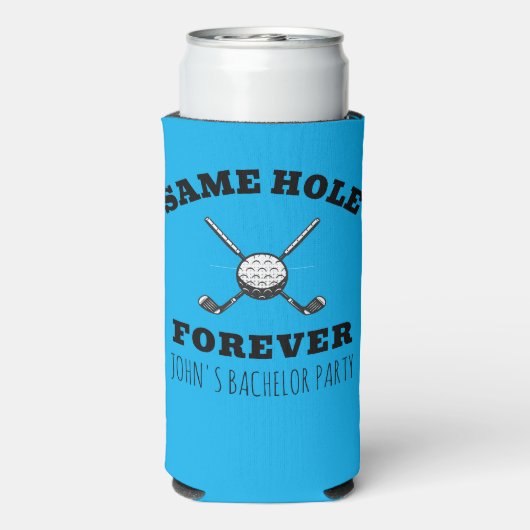 Same Hole Forever vrijgezellenfeest golf Seltzer Blikjeskoeler (Seltzer Achterkant)