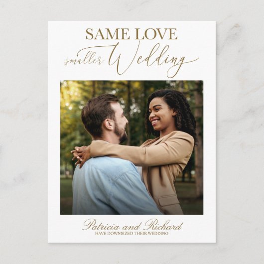 Same Love Downsize bruiloft Eenvoudige Elegante Fo Briefkaart (Voorkant)