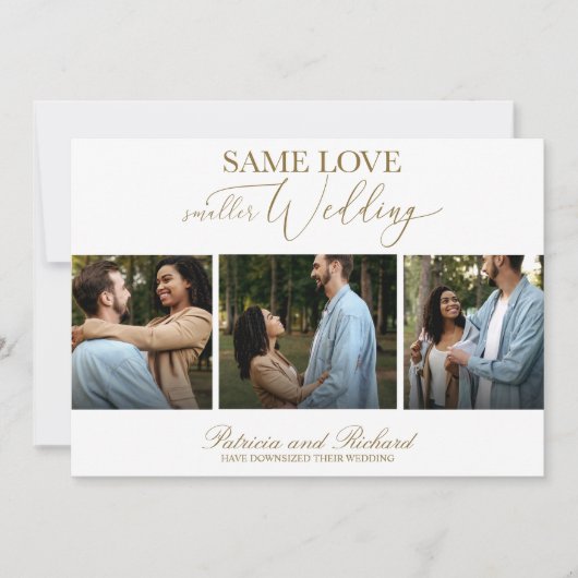 Same Love Downsize Wedding 3 Foto Eenvoudig Elegan Kaart (Voorkant)