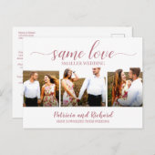 Same Love Downsize Wedding Aankondiging 3 Foto Briefkaart (Voorkant / Achterkant)