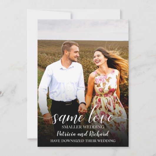 Same Love Downsize Wedding Aankondiging Foto (Voorkant)