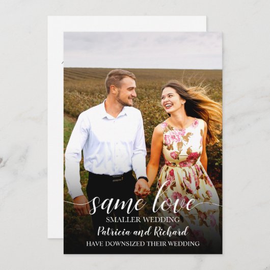 Same Love Downsize Wedding Aankondiging Foto (Voorkant / Achterkant)