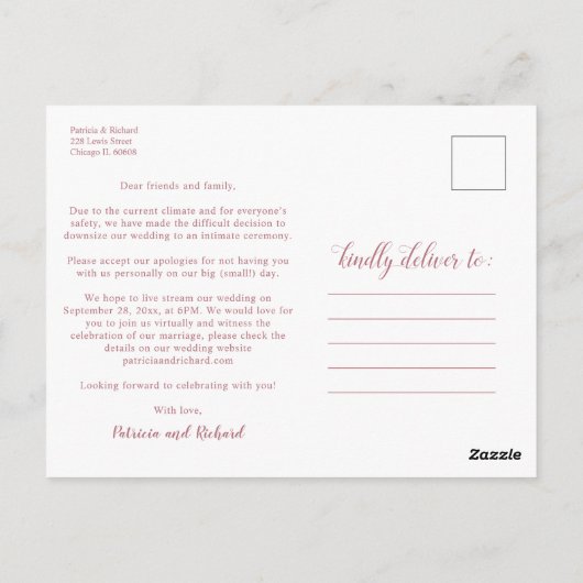 Same Love Downsize Wedding Aankondiging Foto Briefkaart (Achterkant)