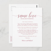 Same Love Downsize Wedding Roos Gold Briefkaart (Voorkant / Achterkant)