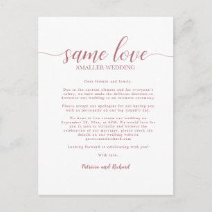 Same Love Downsize Wedding Roos Gold Briefkaart