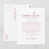 Same Love Downsized Huwelijk Rose Goud Briefkaart (Voorkant / Achterkant)