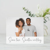 Same Love Kleinere Trouwfeest Downsize Foto Script Aankondiging (Staand voorkant)