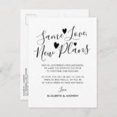 Same Love New Plans Hearts Huwelijk Uitstel Aankondigingskaart (Voorkant / Achterkant)