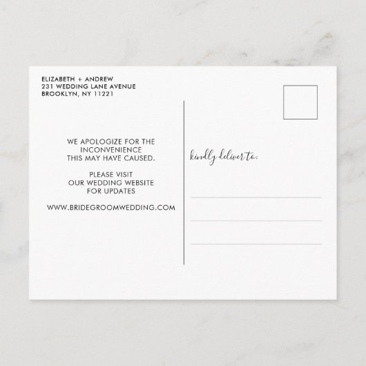 Same Love New Plans Hearts Huwelijk Uitstel Aankondigingskaart (Achterkant)