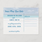 Same Plan Nieuwe Datum Strand Thema Save The Date Aankondigingskaart (Achterkant)