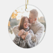 Samen 2-zijdige aangepaste foto rustieke mijlpaal keramisch ornament (Links)