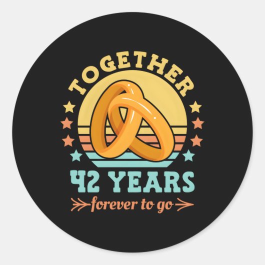 Samen 42 jaar voor altijd naar 42e bruiloft Anniv Ronde Sticker (Voorkant)