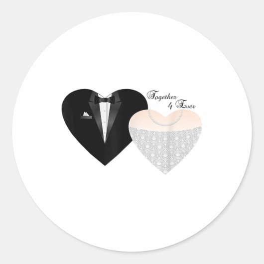 Samen 4 Ooit Novelty Bride & amp; Bruidegom Weddin Ronde Sticker (Voorkant)