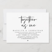 Samen als één bruiloft Elopement Dinner Party Kaart (Voorkant)