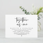 Samen als één bruiloft Elopement Dinner Party Kaart (Staand voorkant)