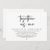 Samen als één bruiloft Elopement Dinner Party Kaart (Voorkant / Achterkant)