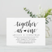 Samen als één bruiloft Elopement Dinner Party Kaart (Staand voorkant)