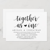 Samen als één bruiloft Elopement Dinner Party Kaart (Voorkant / Achterkant)