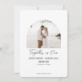 Samen als een eenvoudige, elegante moderne boogfot save the date (Voorkant)