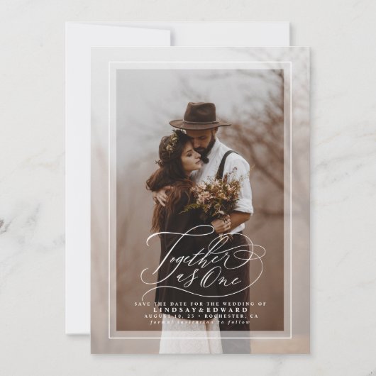Samen als één legant sparen de Foto van de Datum Save The Date (Voorkant)