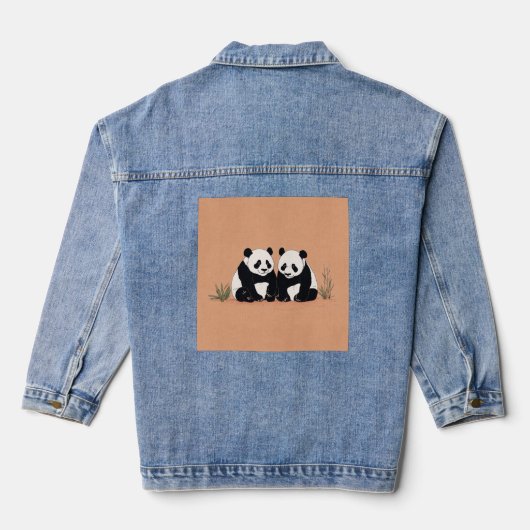 Samen, Altijd – Gelukkige Panda's Denim Jacket (Achterkant)