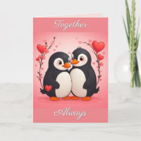 Samen Altijd Pinguïn Liefde Valentijnsdag Kaart