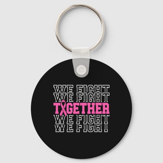 Samen bestrijden we borstkanker - roze rib sleutelhanger (Voorkant)