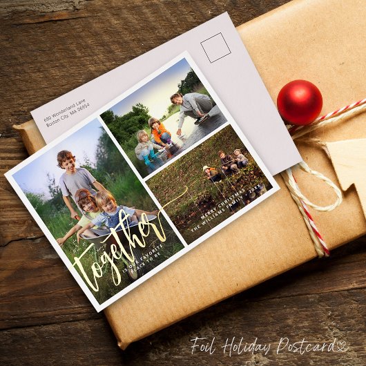 Samen Beter Drie Foto's Folie Feestdagen Briefkaart