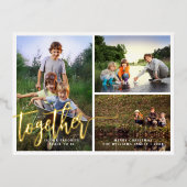 Samen Beter Drie Foto's Folie Feestdagen Briefkaart (Voorkant)