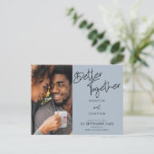 Samen beter Fotoscript Blauw De datum opslaan Aankondigingskaart (Staand voorkant)