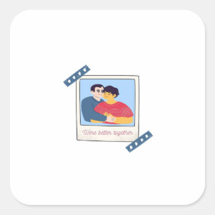 Samen Beter Grafisch Minimaal Design Vierkante Sticker