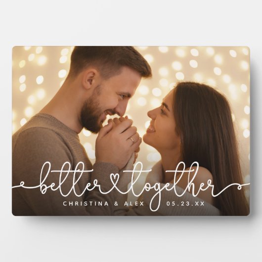 Samen Beter Modern Script Aangepaste Trouwfoto Fotoplaat (voorkant)