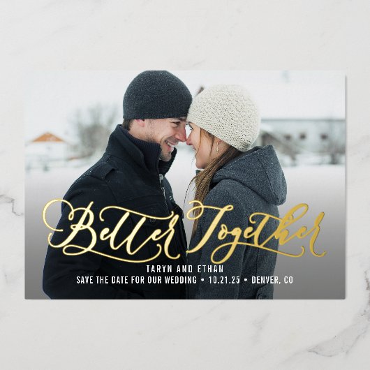 Samen beter REAL FOIL Save The Date Kaart (Voorkant)