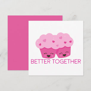 Samen Beter Twee Roze Cupcakes Valentijn Feestdagenkaart