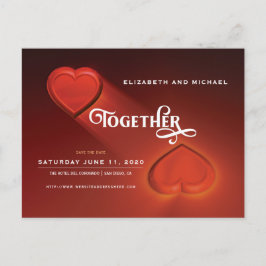 Samen, bewaar de datum, twee harten Briefkaart