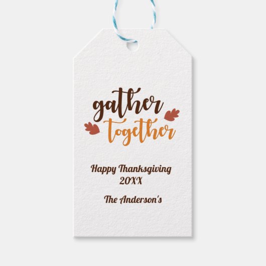 Samen bij elkaar Thanksgiving Herfst Kleuren Cadeaulabel (Voorkant)