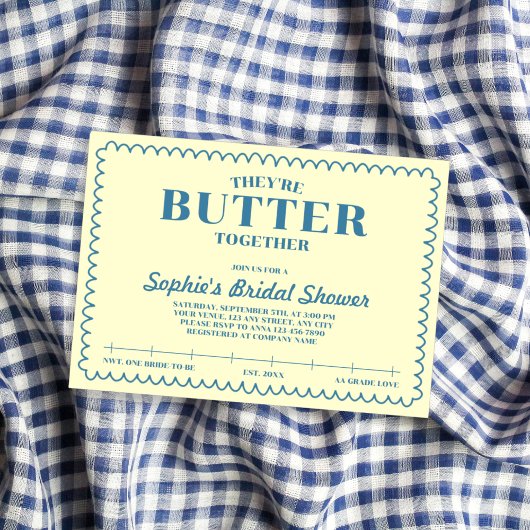 Samen Boter Geel Vintage Bruidsmeisjesfeest Kaart