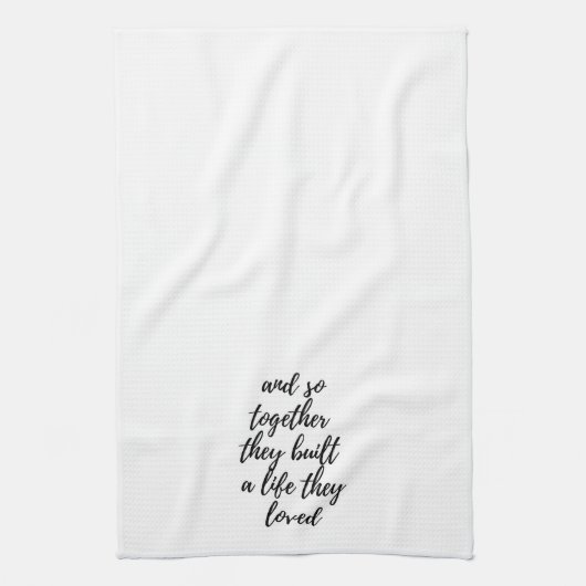 Samen bouwden ze een keukenhanddoek voor het leven (Verticaal)