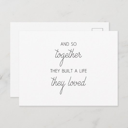 Samen bouwden ze een leven dat ze liefdevol vonden briefkaart (Voorkant / Achterkant)
