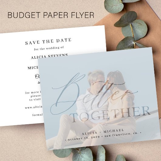 Samen budgetteren foto bruiloft save the date flyer