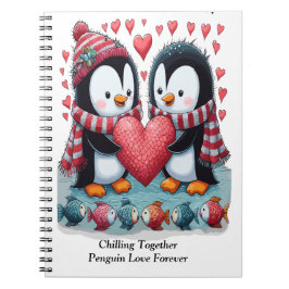 Samen chillen Pinguïn Love Forever Valentijn' Notitieboek