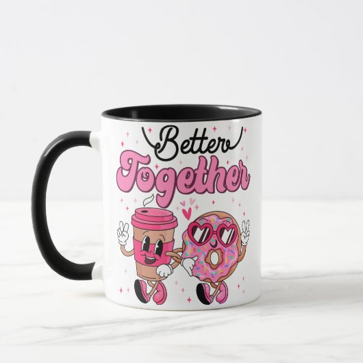 Samen Coffee & Donut Valentijnsontwerp • Schattig Mok (Links)