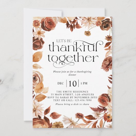 Samen dankbaar Herfst gebladerte Thanksgiving Dine Kaart (Voorkant)