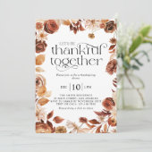 Samen dankbaar Herfst gebladerte Thanksgiving Dine Kaart (Staand voorkant)